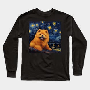 Happy Chow Chow Puppy Night Long Sleeve T-Shirt